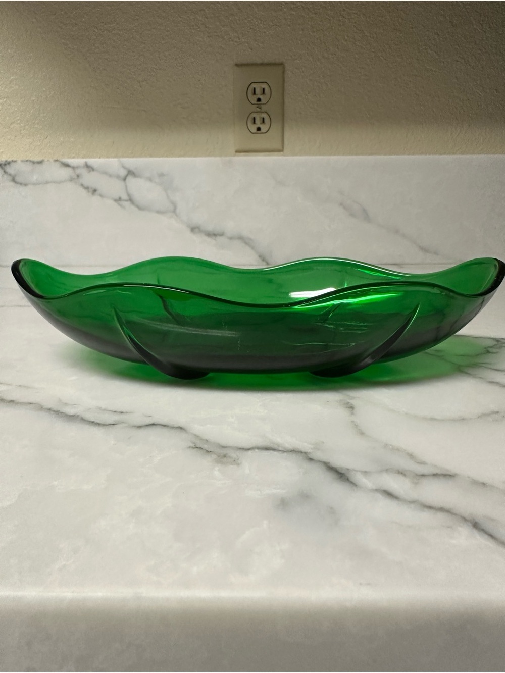 Vintage Anchor Hocking Forest Green Oval Serving Bowl  9"L x 5"W.